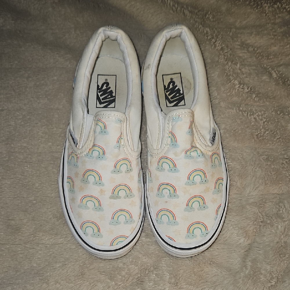 Girls Vans White With Rainbow Designs Size 2